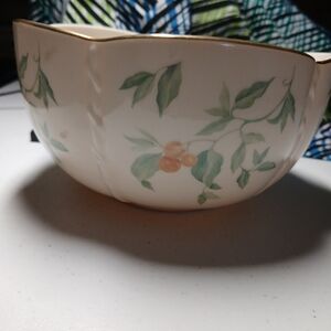 Lenox Cream Bowl with Green and Orange Floral Design